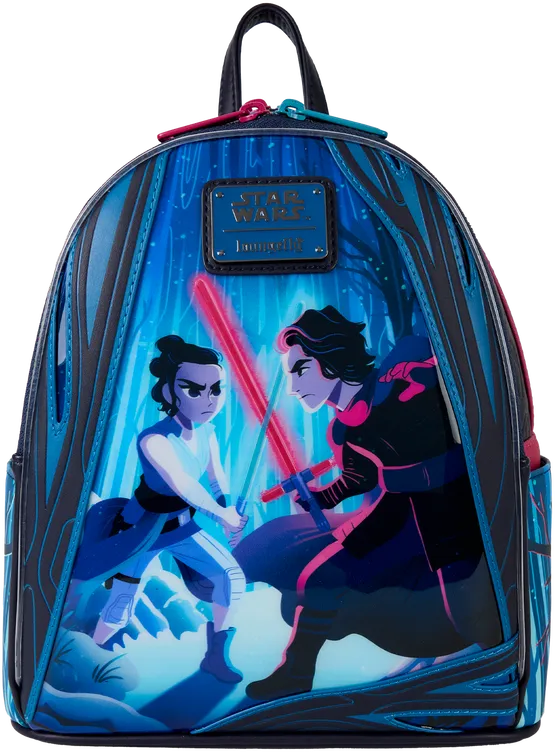 LOUSTBK0446 Star Wars: The Force Awakens - Rey & Kylo Ren Light Up Mini Backpack - Loungefly - Titan Pop Culture