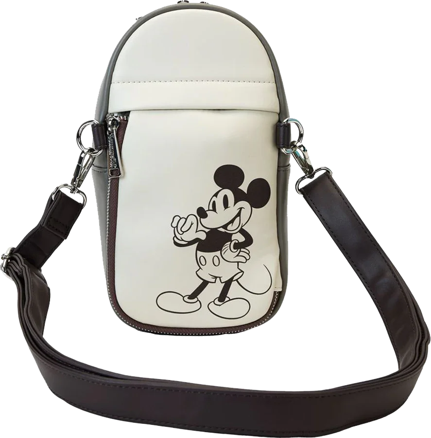 Mickey y sus amigos - Bolso bandolera tipo bandolera de lona y piel sintética para botellas de agua