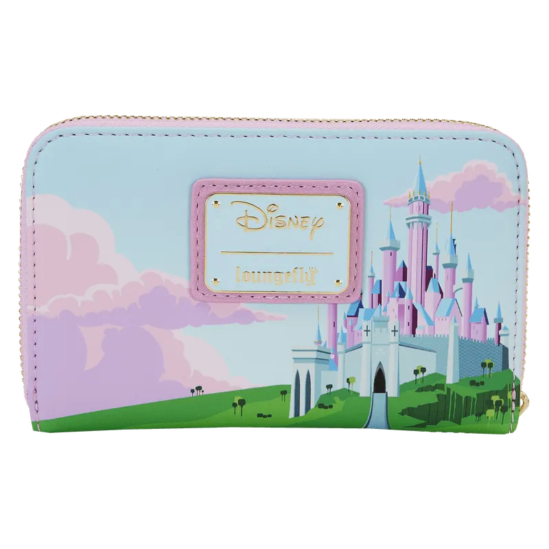 LOUWDWA2898 Sleeping Beauty - Castle Three Good Fairies Stained Glass Zip Around Wallet - Loungefly - Titan Pop Culture