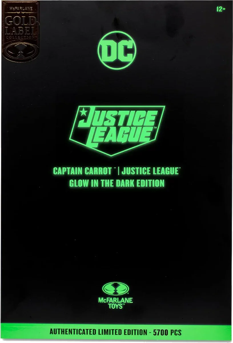 Figura de 7" de la etiqueta dorada del Capitán Carrot (brilla en la oscuridad) de DC Multiverse