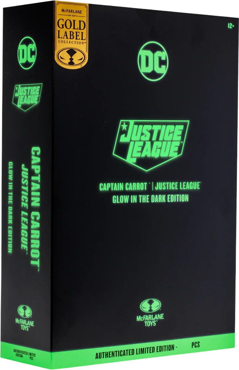 Figura de 7" de la etiqueta dorada del Capitán Carrot (brilla en la oscuridad) de DC Multiverse