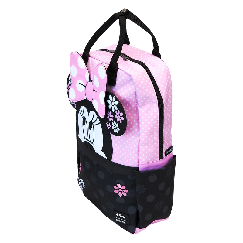 Mochila de nailon de tamaño completo con diseño floral de Minnie de Disney
