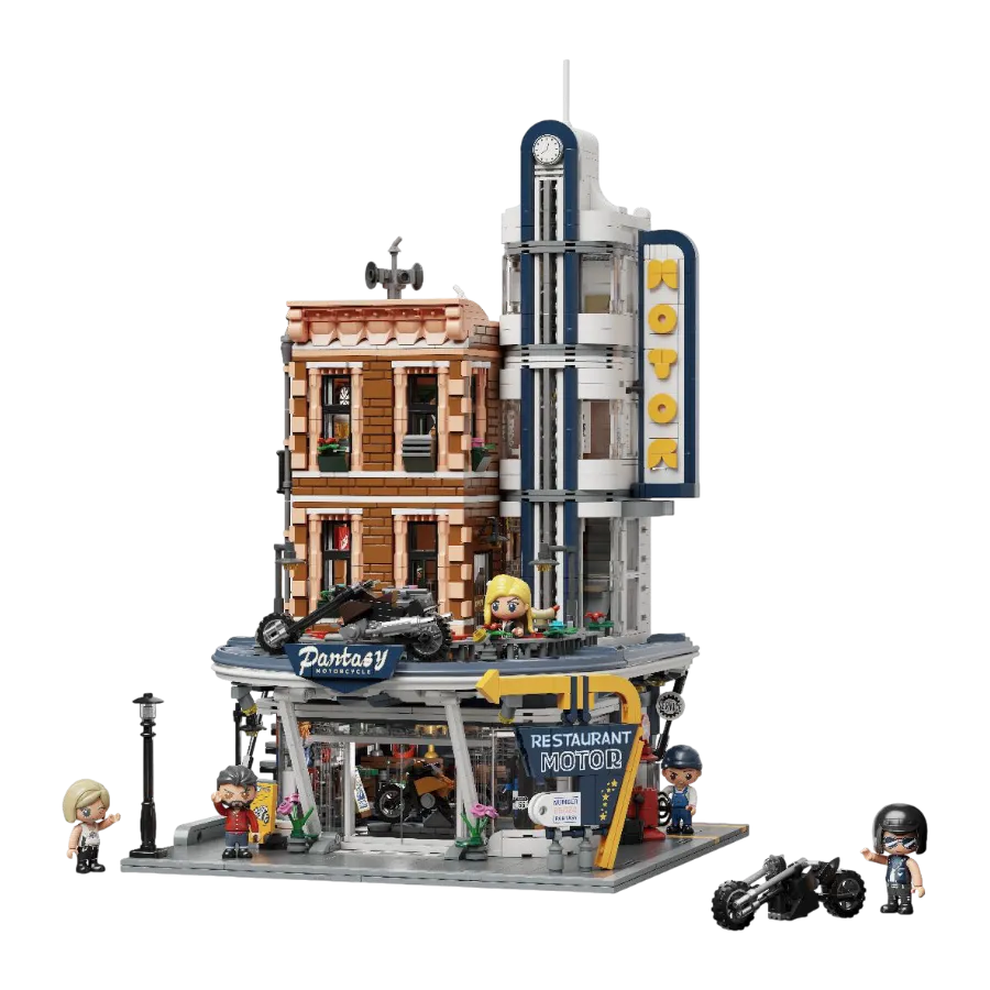 PSY85024 Retro Series - Motorcycle Restaurant (2989 Piece Kit) - Pantasy - Titan Pop Culture