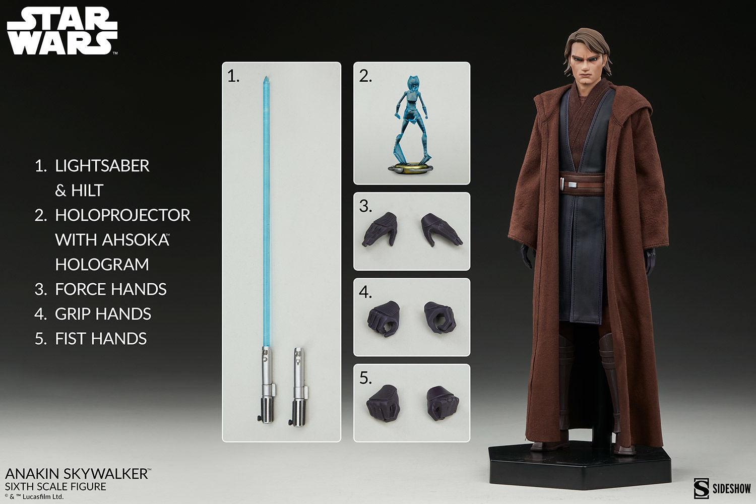 SID100462 Star Wars: Clone Wars - Anakin Skywalker 1:6 Scale 12" Action Figure - Sideshow Collectibles - Titan Pop Culture