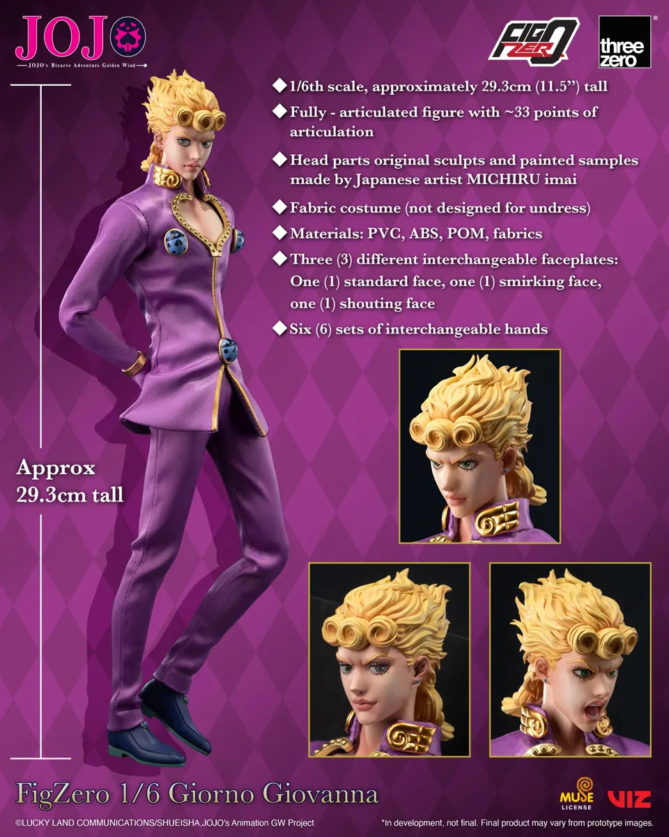 THR3Z06570VO Jojo's Bizarre Adventure - Giorno Giovanna 1:6 Scale Action Figure - Threezero - Titan Pop Culture