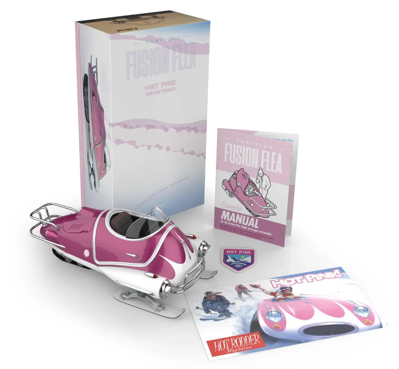Fallout - Vehículo fundido a presión Snowtrack Fusion Flea en rosa intenso a escala 1:18