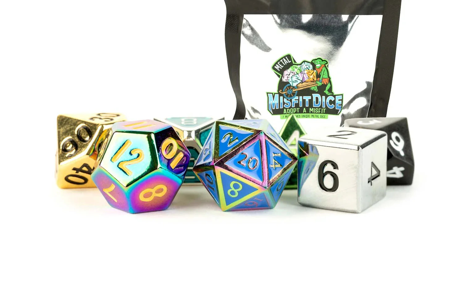 VR-103762 MDG Mystery Misfit Metal Polyhedral Dice Set - FanRoll by Metallic Dice Games - Titan Pop Culture