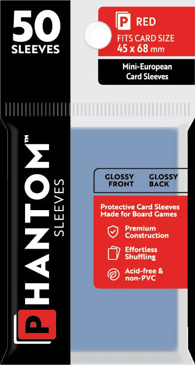 Phantom Sleeves: Red Size (45mm x 68mm) - Gloss/Gloss (50)