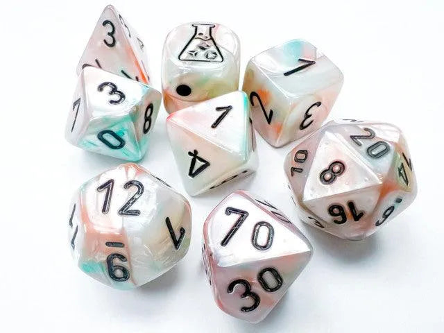 VR-108949 Chessex D7-Die Set Lustrous Polyhedral Sea Shell/black Luminary 7-Die Set (with bonus die) - Chessex - Titan Pop Culture