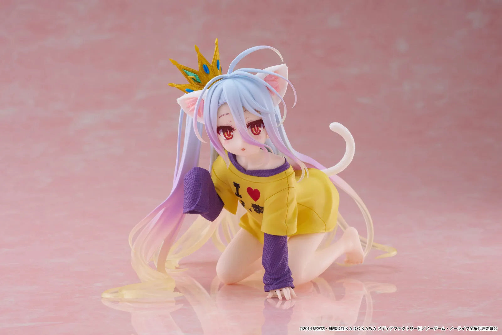 VR-121943 No Game No Life Desktop Cute Figure Shiro (Cat Ear T Shirt Version) - TAITO - Titan Pop Culture