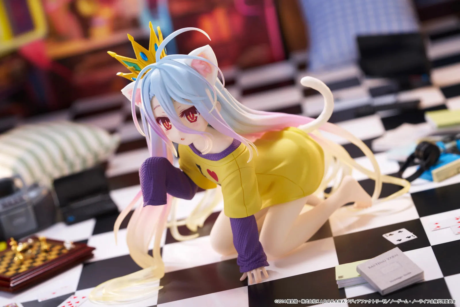 VR-121943 No Game No Life Desktop Cute Figure Shiro (Cat Ear T Shirt Version) - TAITO - Titan Pop Culture