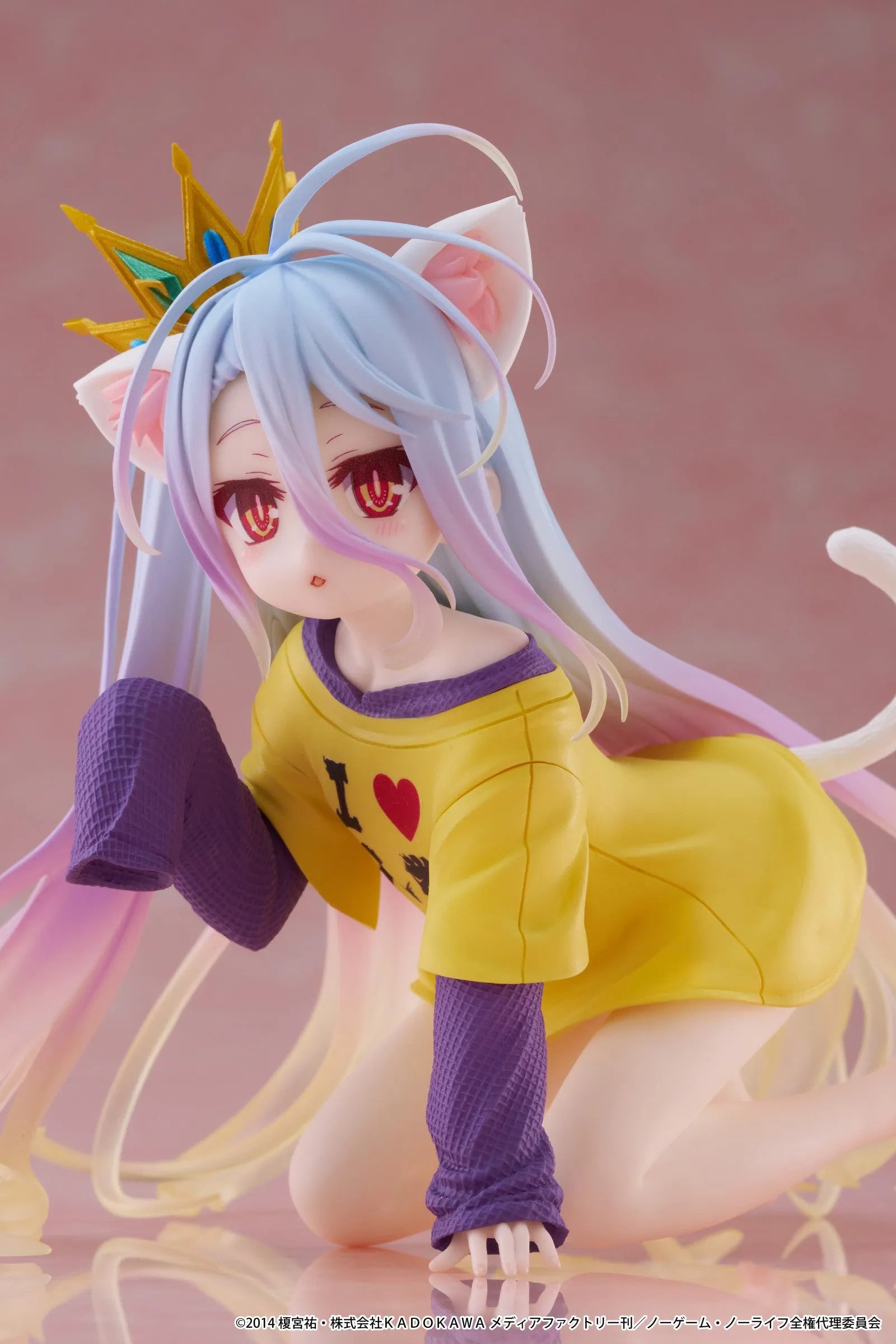 VR-121943 No Game No Life Desktop Cute Figure Shiro (Cat Ear T Shirt Version) - TAITO - Titan Pop Culture