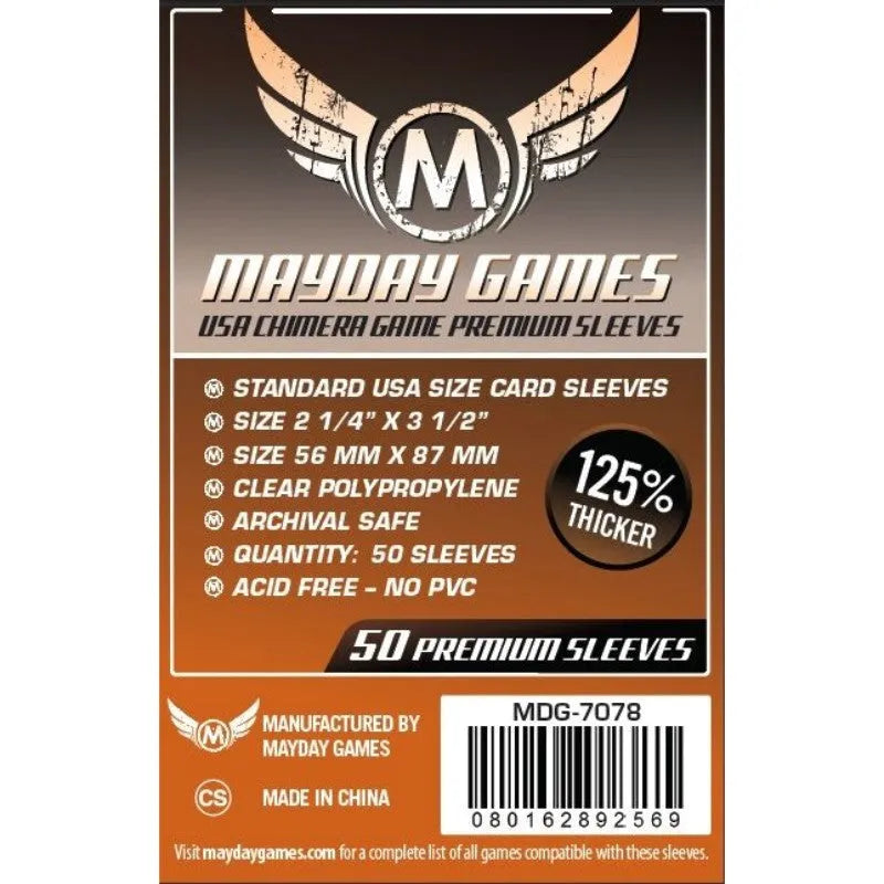 Mayday - Premium USA Chimera Game Sleeves (Pack of 50) - 57.5 MM X 89 MM (Orange)