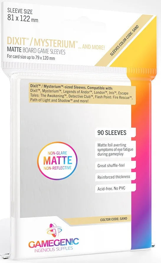 Gamegenic Matte Board Game Sleeves - Size Code SAND - Dixit/Mysterium (81mm x 122mm) (90 Sleeves Per Pack)
