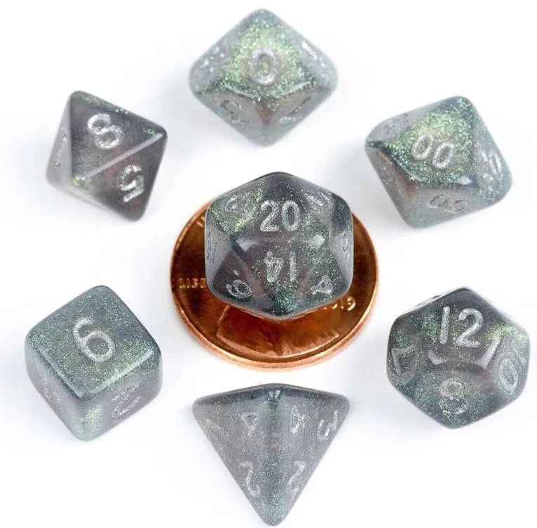 VR-85831 MDG Acrylic 10mm Polyhedral Dice Set - Stardust Gray - FanRoll by Metallic Dice Games - Titan Pop Culture