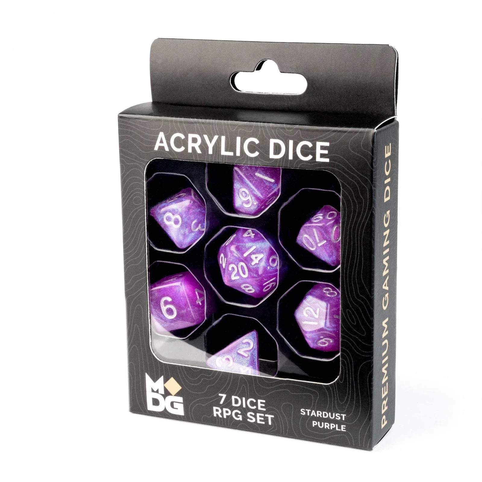 VR-99697 MDG Stardust Purple 16mm Acrylic Dice Set - FanRoll by Metallic Dice Games - Titan Pop Culture