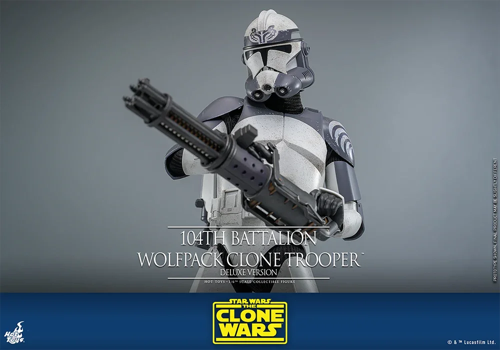Figura de acción coleccionable de lujo a escala 1:6 de Star Wars: Soldado clon Wolfpack del 104.º Batallón