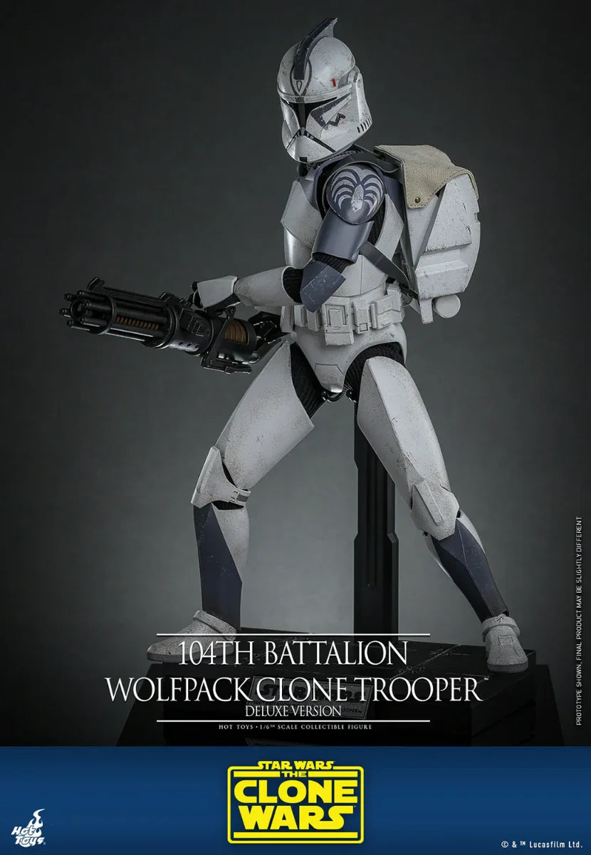 Figura de acción coleccionable de lujo a escala 1:6 de Star Wars: Soldado clon Wolfpack del 104.º Batallón