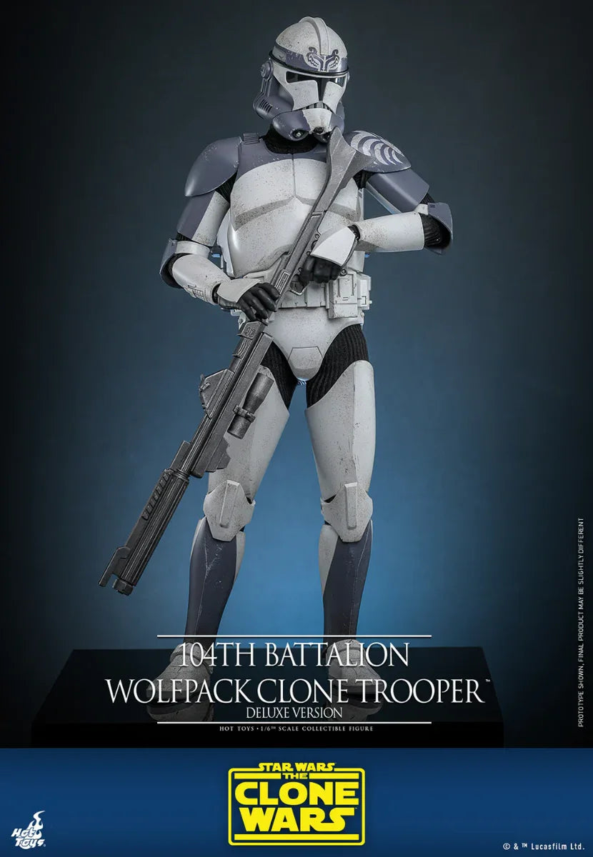 Figura de acción coleccionable de lujo a escala 1:6 de Star Wars: Soldado clon Wolfpack del 104.º Batallón