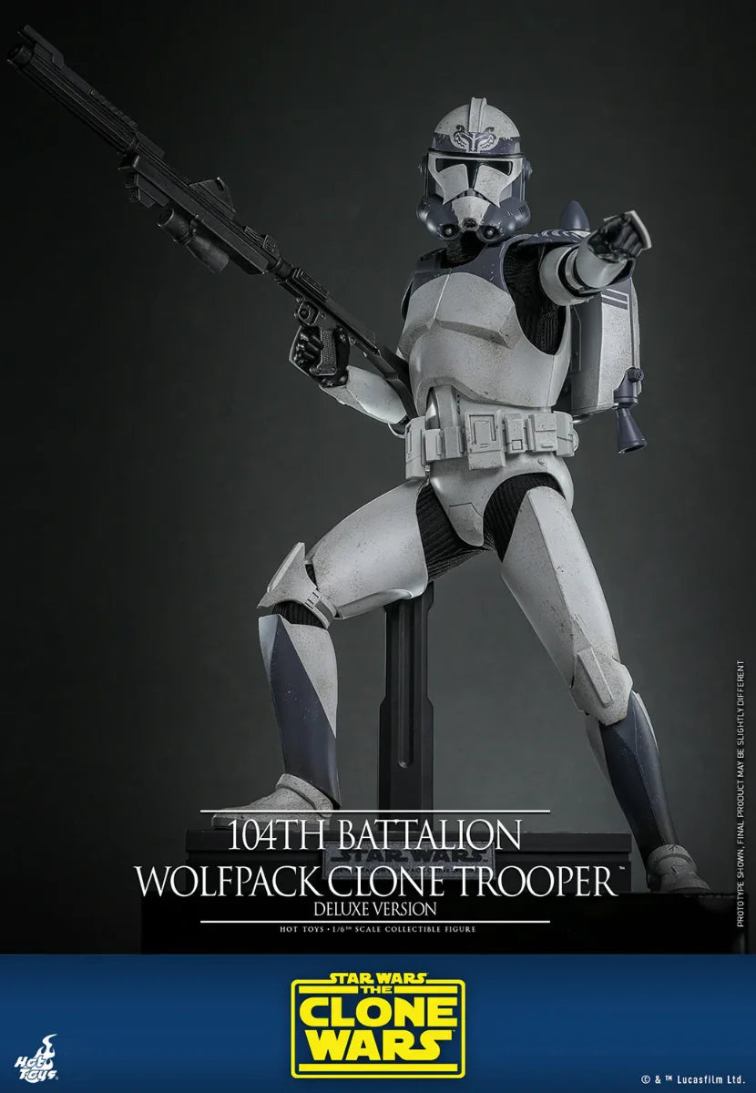 Figura de acción coleccionable de lujo a escala 1:6 de Star Wars: Soldado clon Wolfpack del 104.º Batallón