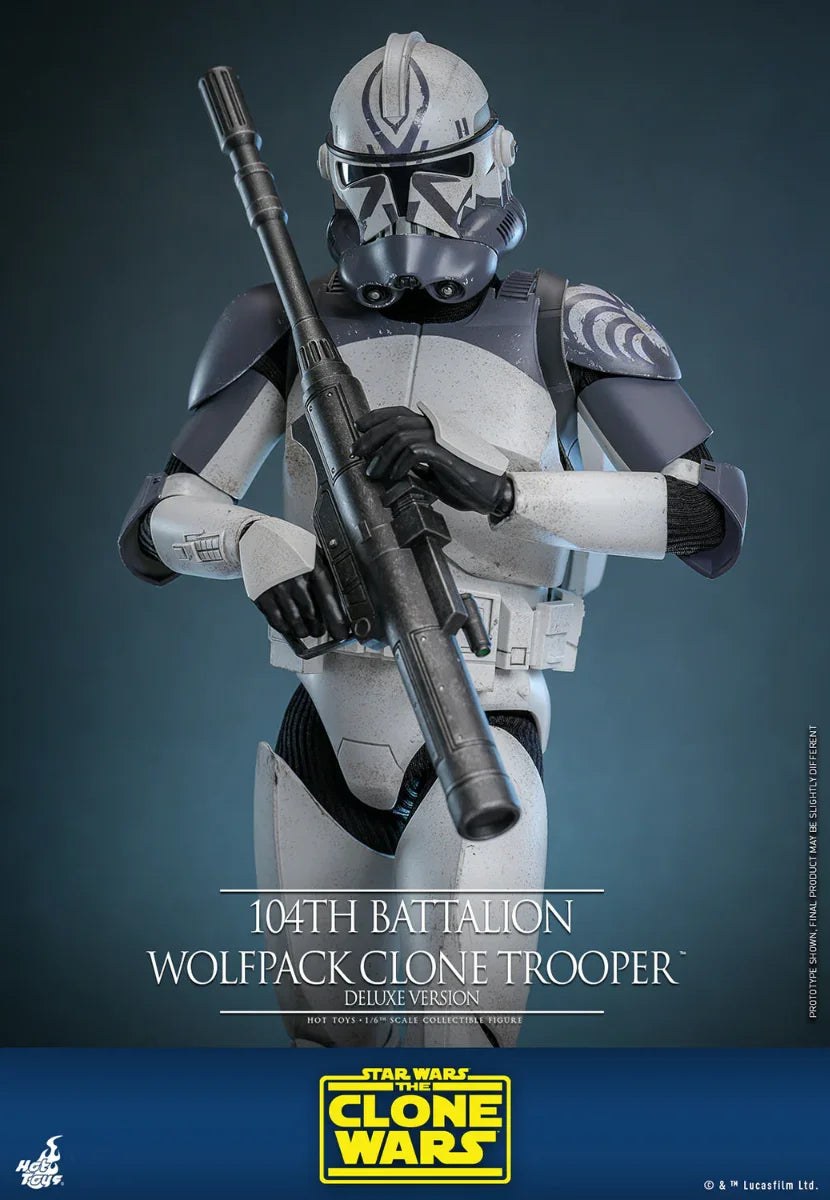 Figura de acción coleccionable de lujo a escala 1:6 de Star Wars: Soldado clon Wolfpack del 104.º Batallón