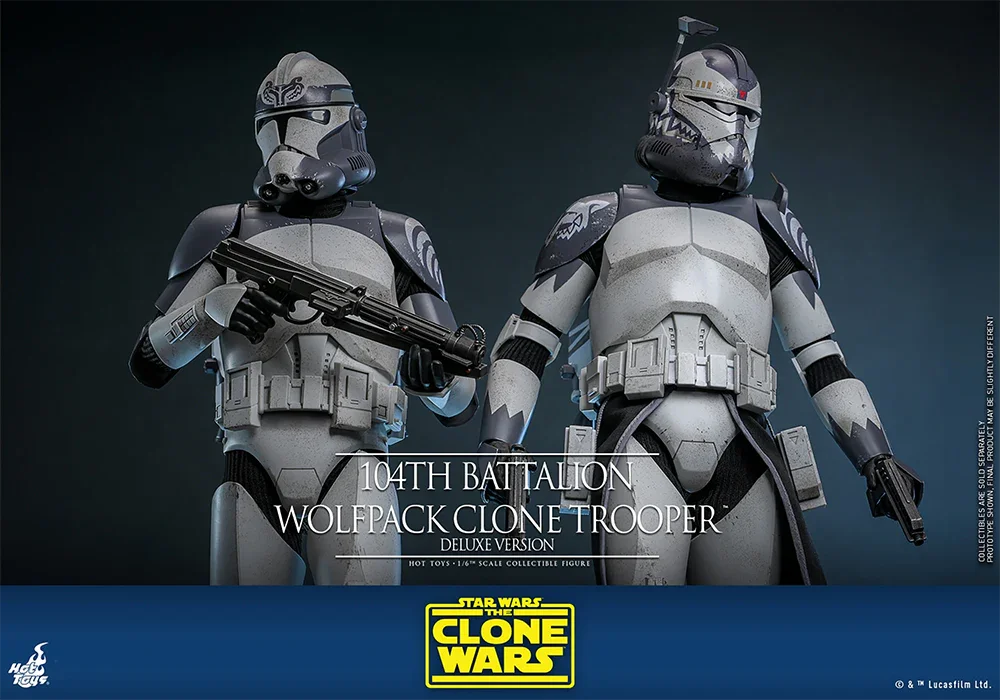 Figura de acción coleccionable de lujo a escala 1:6 de Star Wars: Soldado clon Wolfpack del 104.º Batallón
