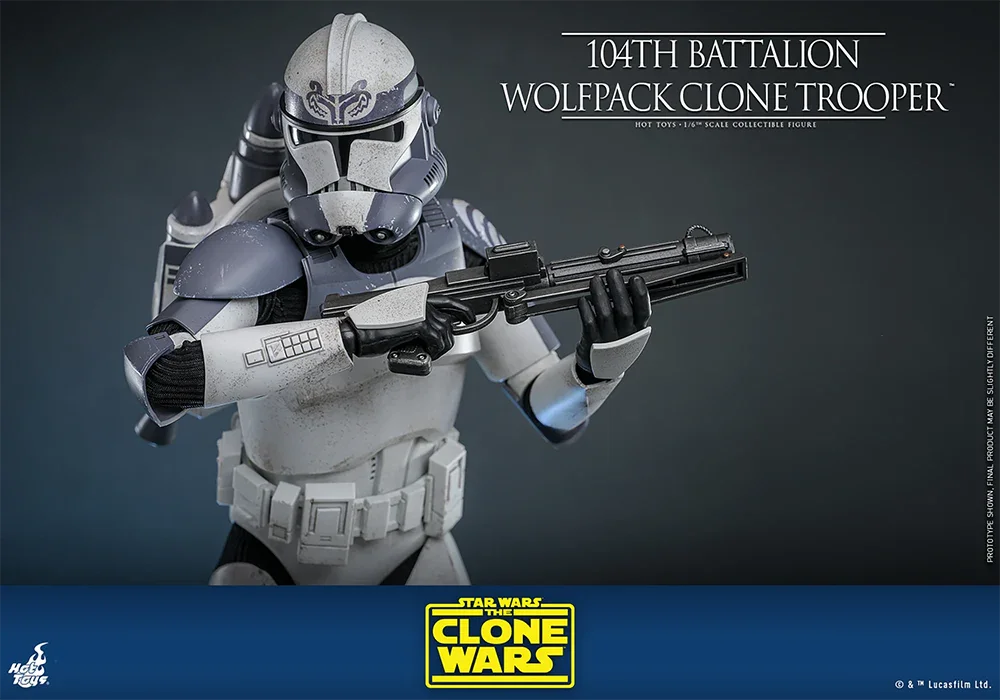 Figura de acción coleccionable a escala 1:6 de soldado clon de la manada de lobos del 104.º Batallón de Star Wars