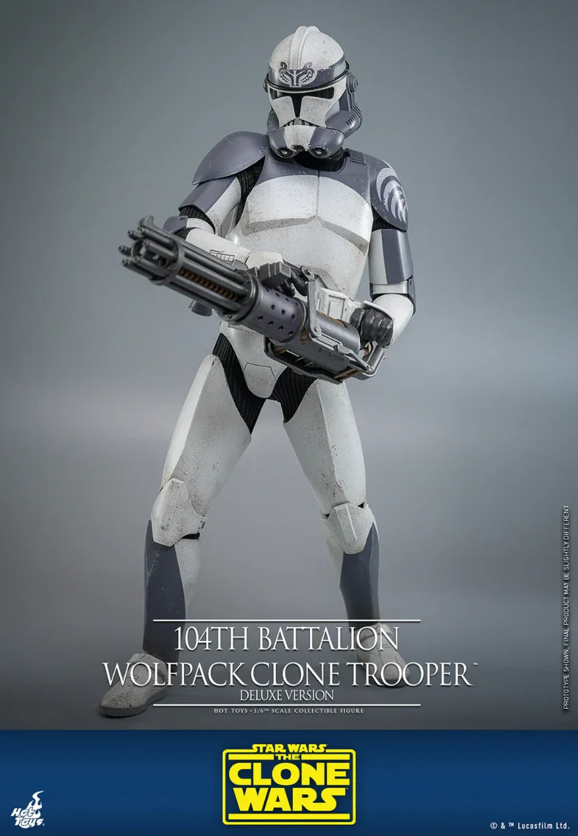 Figura de acción coleccionable de lujo a escala 1:6 de Star Wars: Soldado clon Wolfpack del 104.º Batallón
