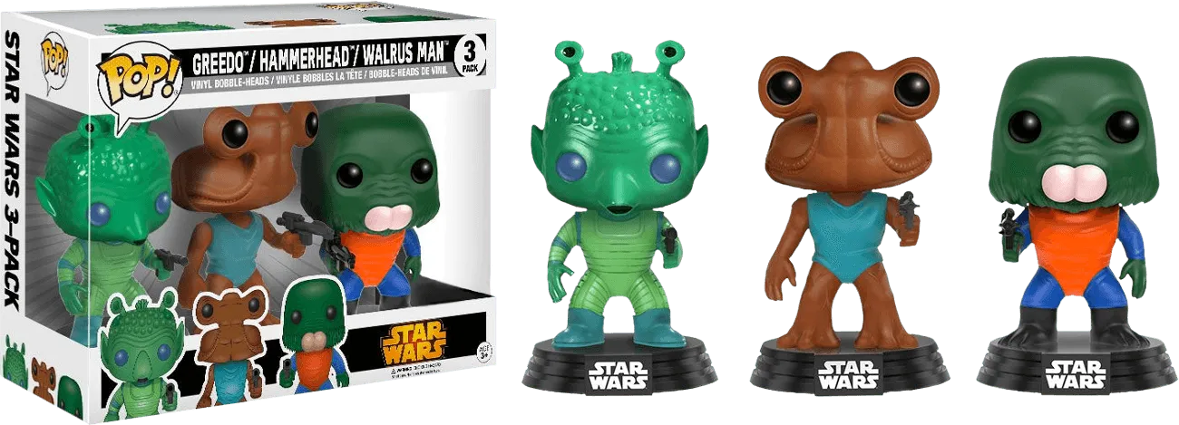 FUN11487 Star Wars - Cantina Greedo / Hammerhead / Walrus Man US Exclusive Pop! Vinyl 3-Pack - Funko - Titan Pop Culture