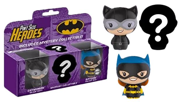FUN21568 DC Comics - Women of DC Catwoman, Batgirl & Mystery US exclusive Pint Size Heroes 3-Pack - Funko - Titan Pop Culture