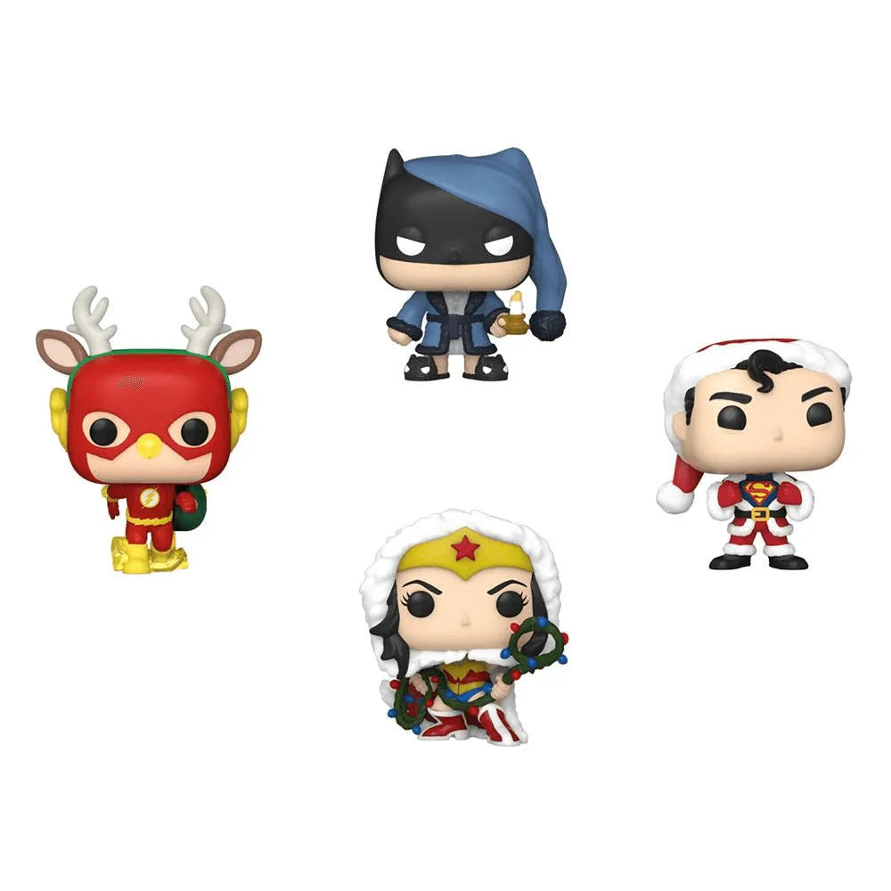 FUN65542 DC Comics - Holiday Tree Box US Exclusive Pocket Pop! 4-Pack - Funko - Titan Pop Culture