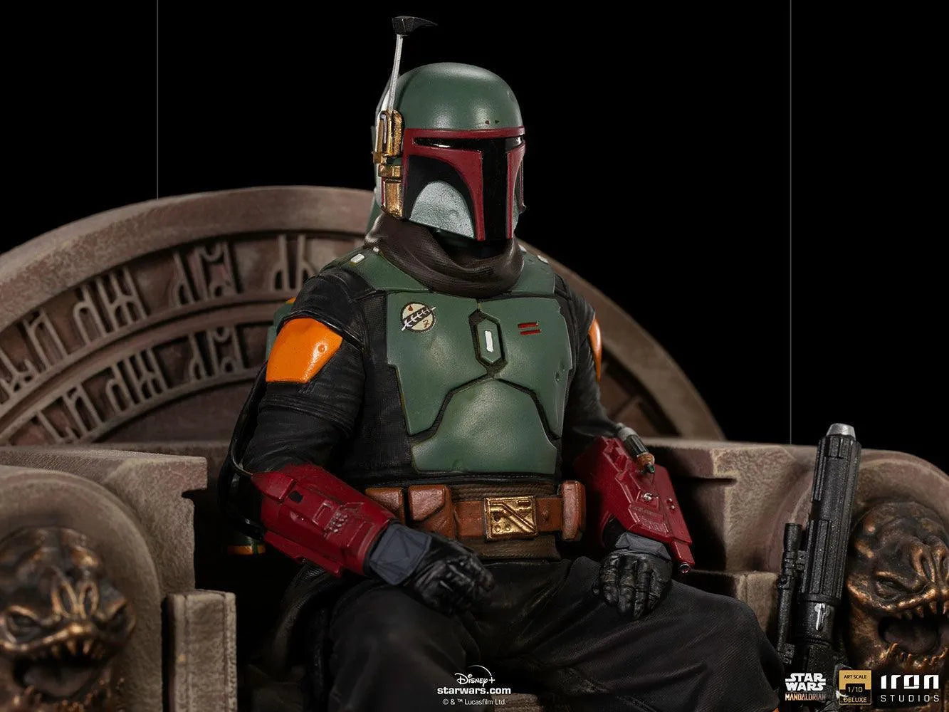 IRO28099 Star Wars: The Mandalorian - Boba Fett on Throne Deluxe 1:10 Scale Statue - Iron Studios - Titan Pop Culture