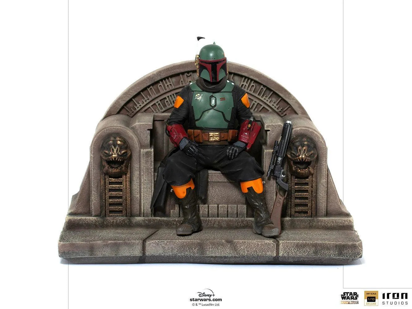 IRO28099 Star Wars: The Mandalorian - Boba Fett on Throne Deluxe 1:10 Scale Statue - Iron Studios - Titan Pop Culture