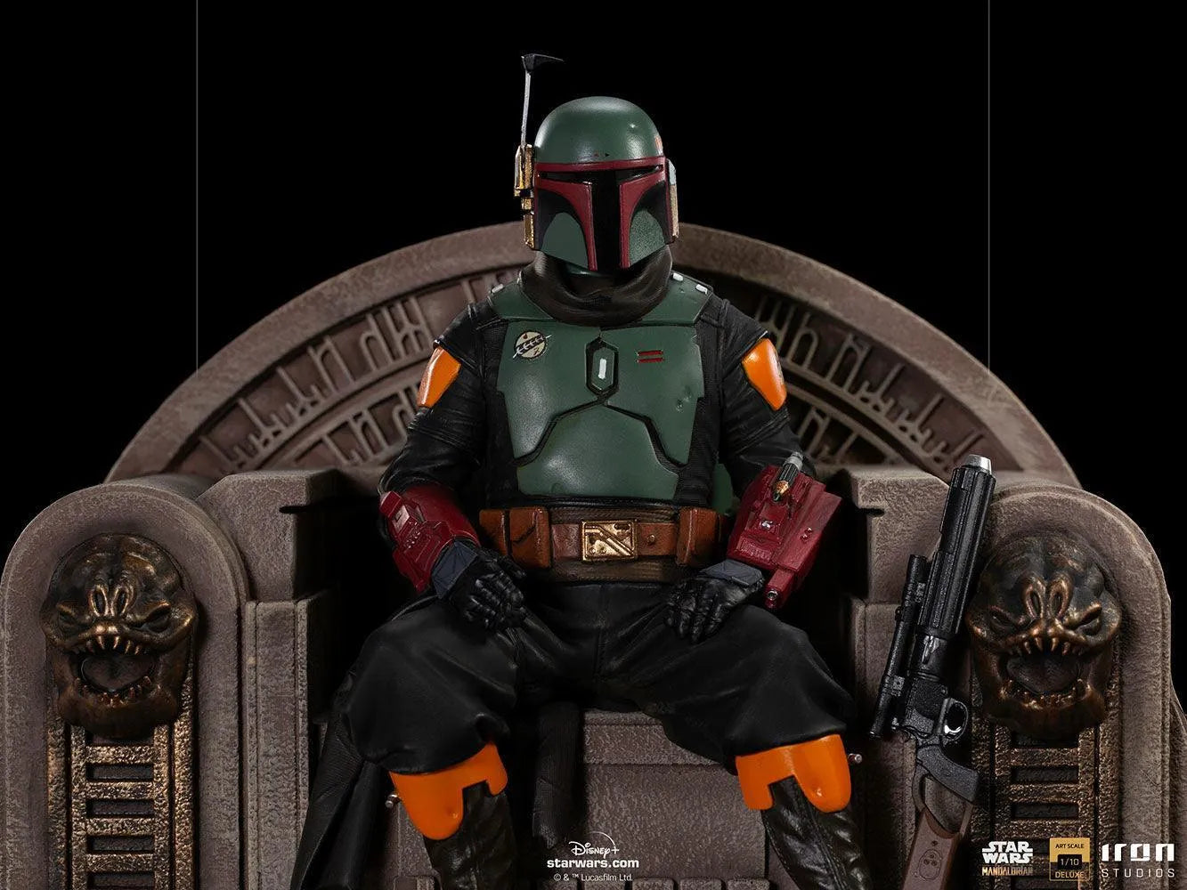 IRO28099 Star Wars: The Mandalorian - Boba Fett on Throne Deluxe 1:10 Scale Statue - Iron Studios - Titan Pop Culture
