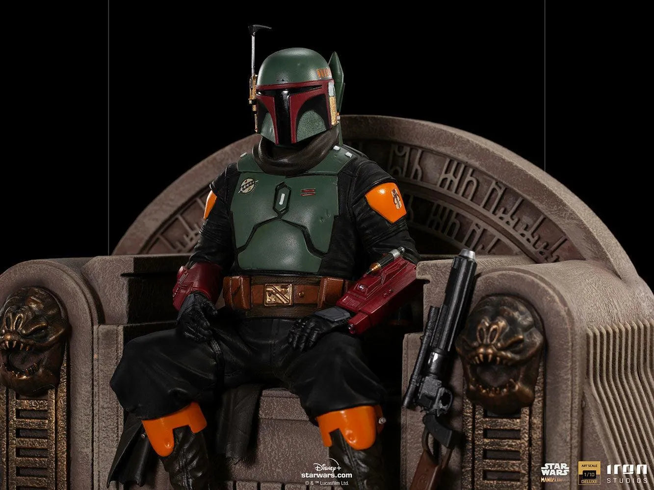 IRO28099 Star Wars: The Mandalorian - Boba Fett on Throne Deluxe 1:10 Scale Statue - Iron Studios - Titan Pop Culture