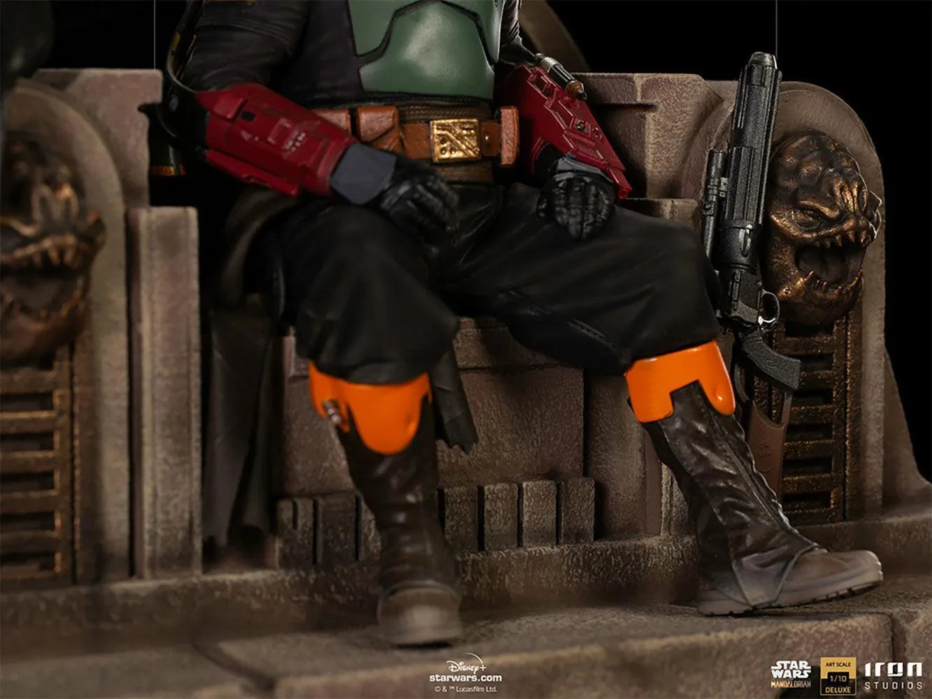 IRO28105 Star Wars: The Mandalorian - Boba Fett & Fennec Shand on Throne Deluxe 1:10 Scale Statue - Iron Studios - Titan Pop Culture