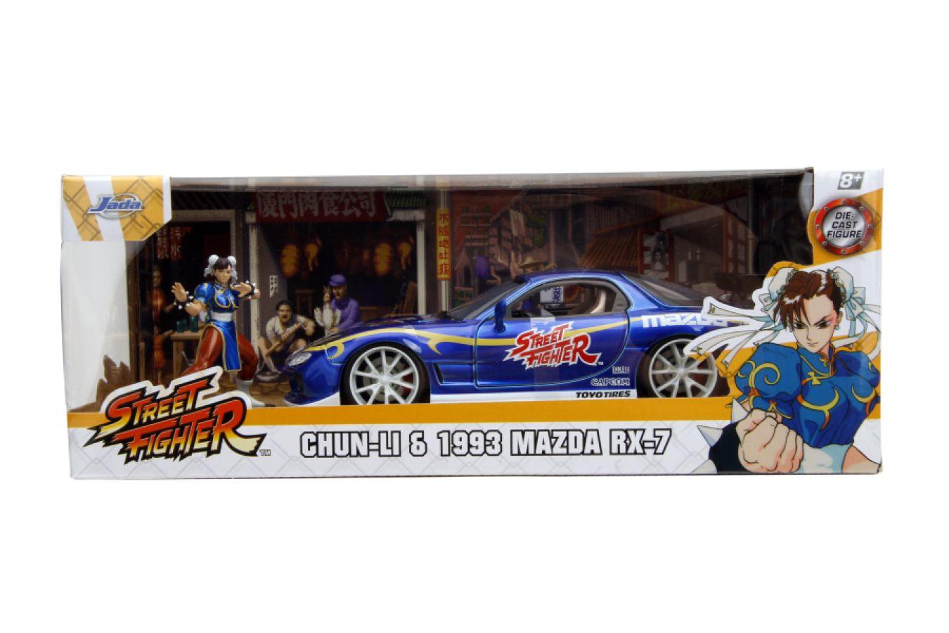 JAD30838 Street Fighter - Mazda RX-7 (1993) 1:24 Scale with Chun-Li Figure - Jada Toys - Titan Pop Culture