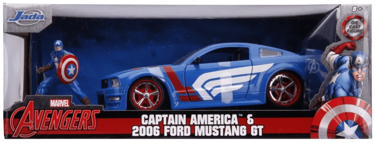 JAD31187 Marvel Comics - Captain America 2006 Ford Mustang GT 1:24 Scale Hollywood Ride - Jada Toys - Titan Pop Culture
