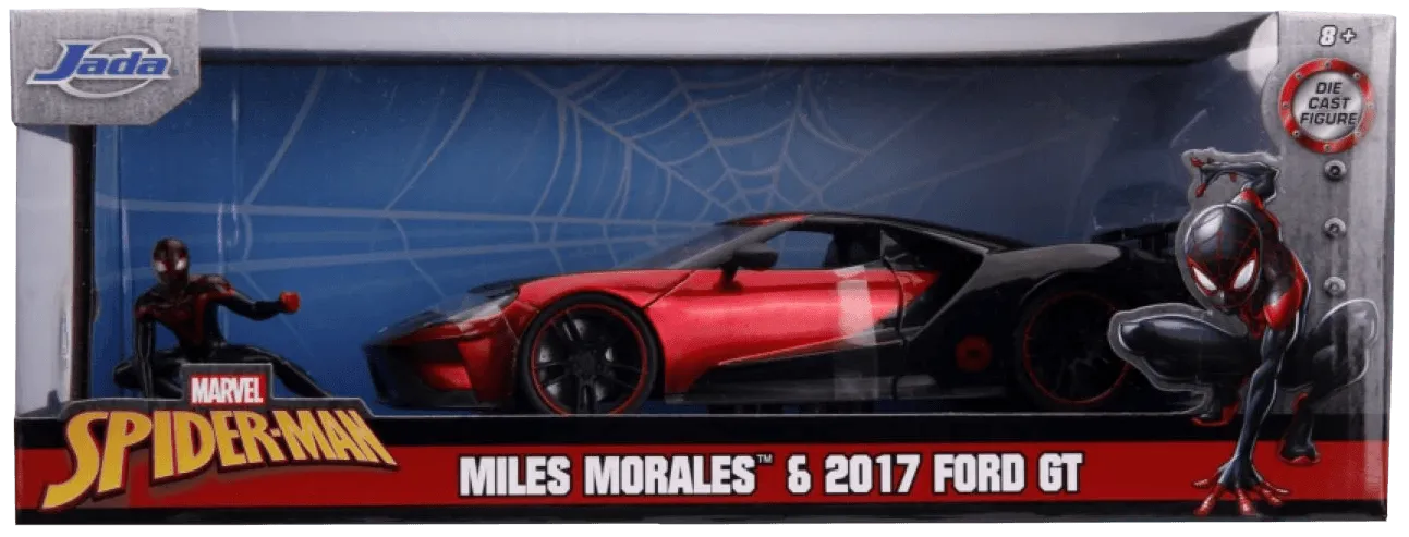 JAD31190 Marvel Comics - Miles Morales 2017 Ford GT 1:24 Scale Hollywood Ride - Jada Toys - Titan Pop Culture
