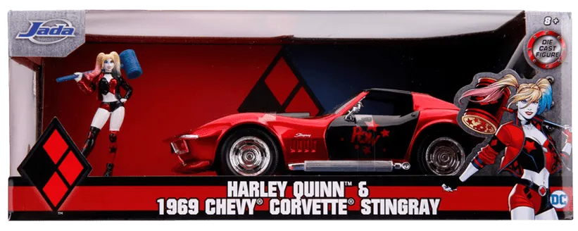 JAD31196 Harley Quinn (comics) - Harley Quinn & 1969 Corvette Stingray 1:24 Scale Hollywood Ride - Jada Toys - Titan Pop Culture