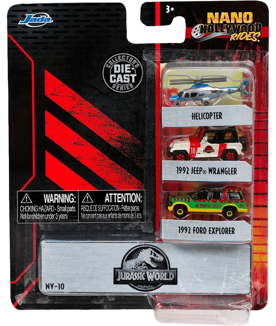 JAD31955 Jurassic Park - Nano Hollywood Ride 3-Pack - Jada Toys - Titan Pop Culture