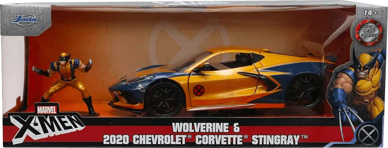 JAD33354 Marvel Comics - Wolverine & 2020 Chevy Corvette 1:24 Scale - Jada Toys - Titan Pop Culture