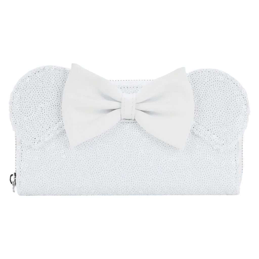 LOUWDWA2084 Disney - Minnie Mouse Sequin Wedding Zip Purse - Loungefly - Titan Pop Culture