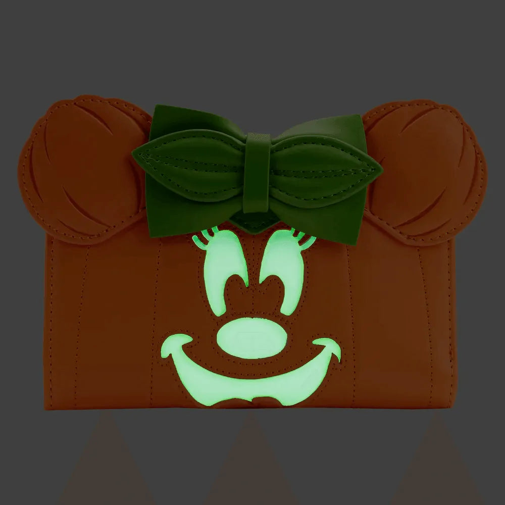 LOUWDWA2225 Disney - Minnie Mouse Pumpkin Glow Face Flap Purse - Loungefly - Titan Pop Culture