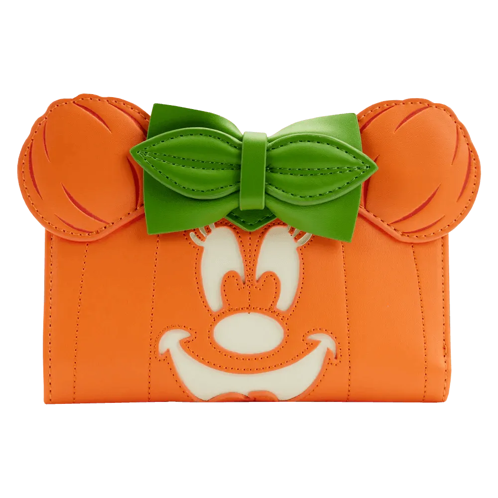 LOUWDWA2225 Disney - Minnie Mouse Pumpkin Glow Face Flap Purse - Loungefly - Titan Pop Culture