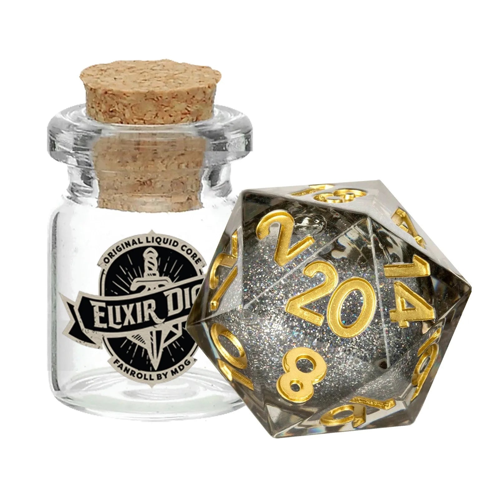 VR-104261 MDG Individual d20 Elixir Liquid Core Dice: Vanishing Oil - FanRoll by Metallic Dice Games - Titan Pop Culture