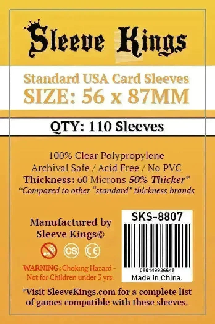 VR-67713 Sleeve Kings Board Game Sleeves Standard USA (56mm x 87mm) (110 Sleeves Per Pack) - Sleeve Kings - Titan Pop Culture