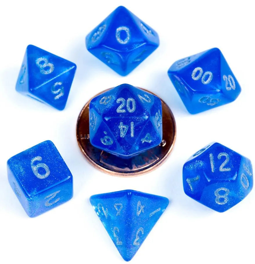 VR-85823 MDG Acrylic 10mm Polyhedral Dice Set - Stardust Blue - FanRoll by Metallic Dice Games - Titan Pop Culture