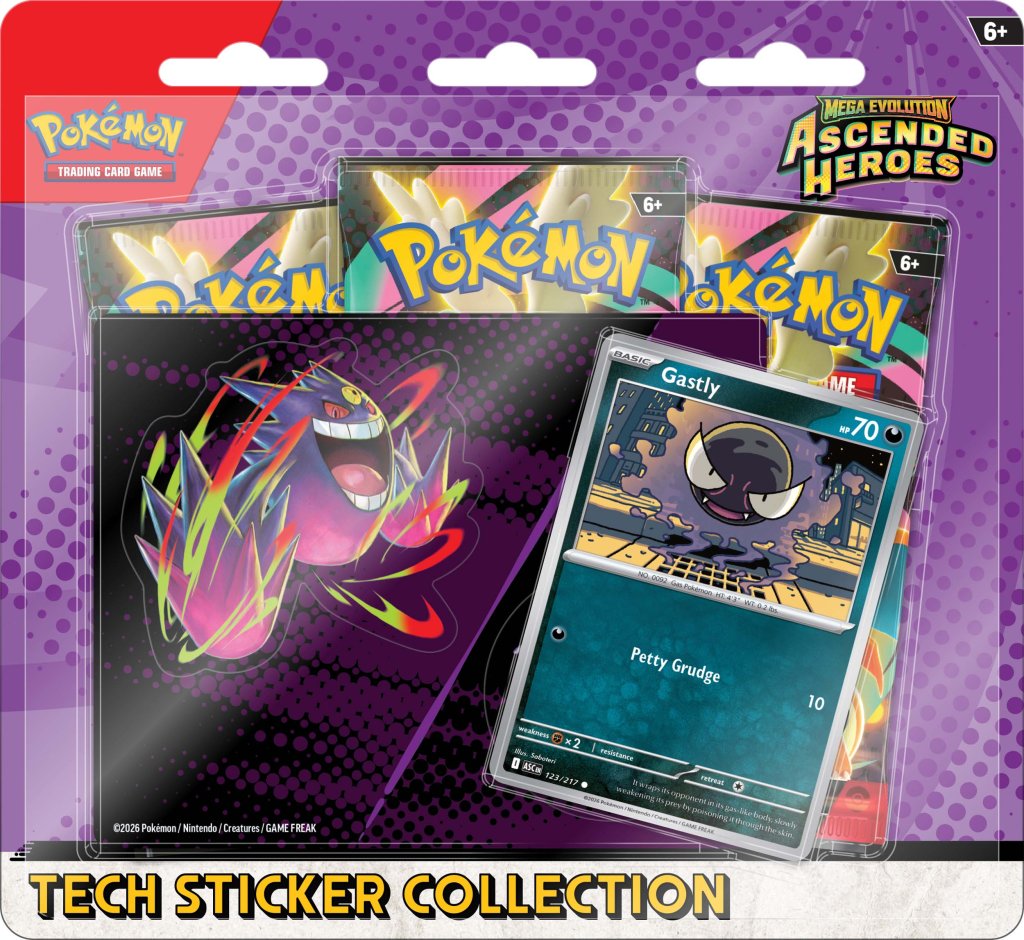 Colección de pegatinas tecnológicas de Héroes Ascendidos de Megaevolución de Pokémon TCG