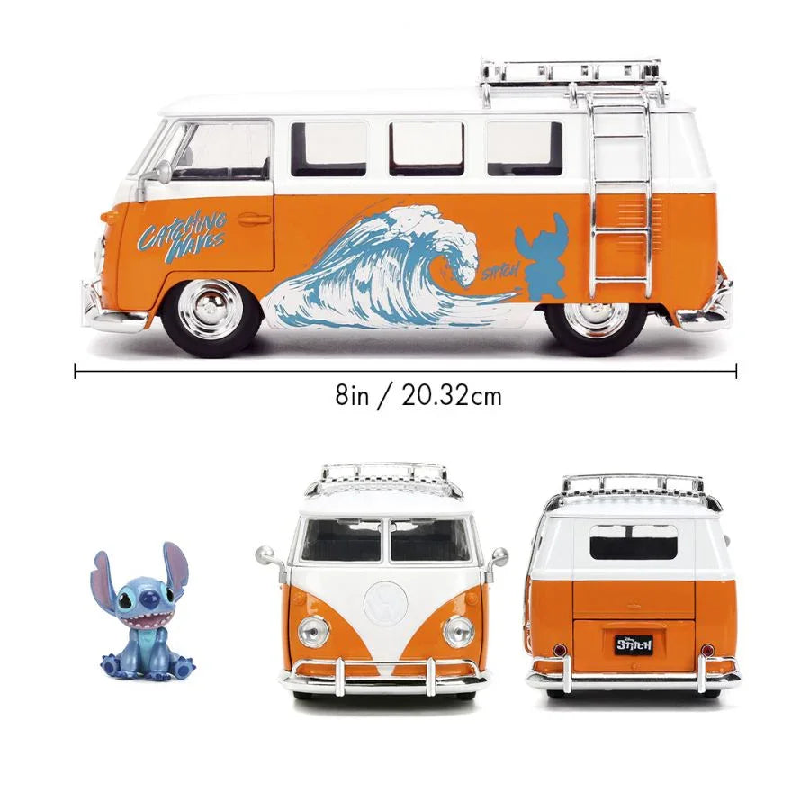 Lilo &amp; Stitch - VW Bus, vehículo de fundición a escala 1:24 con figura
